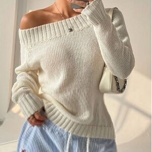 Cozy Cream Scoop Neck Solid Knit Sweater Top